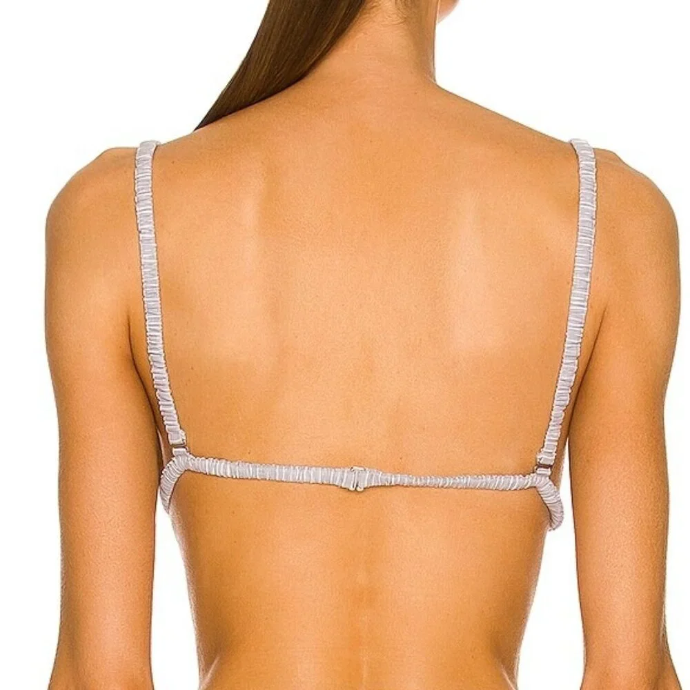NEW Weekend Stories Hailey Bra Top Slate Stripe White Blue Bralette Medium M